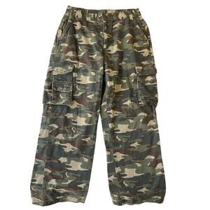 Greendog Blues Men Pants 20 Green Cargo Camouflage Twill Button 26” Inseam